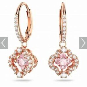 Swarovski Una drop earrings Clover, Pink, Rose gold-tone plated - NWT/NIB